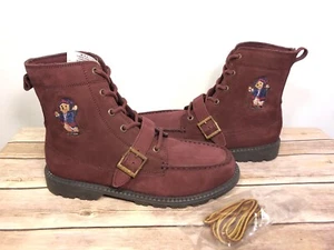 Neu ohne Karton Polo Ralph Lauren Ranger Burgunderrot Reverse Wildleder Schnalle Stiefel Bär Größe 7 - Bild 1 von 6