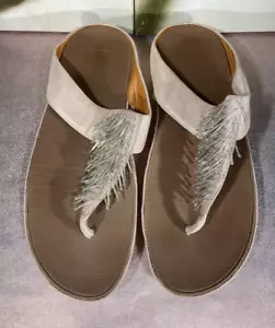 Sandalias FITFLOP Mules ROSA PÁLIDO Puntera Cha Cha Cuentas Slipon talla UK9 EU43 - Imagen 1 de 11