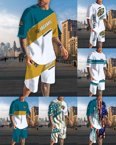 Jacksonville Jaguars Men's Tracksuit Casual Loose Tops Gym Running Board Shorts Cover