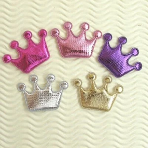 60 pcs x 1.6" Padded Shiny Felt Crown Tiara Appliques for Headband Baby ST623M - Picture 1 of 9