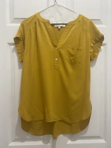Rose & Olive Mustard Yellow Blouse Tunic Top Size Small S - Picture 1 of 7