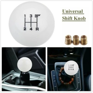Universal 5 Speed Car Round Ball Gear Shift Knob With 3 Thread Adapters White - Picture 1 of 5