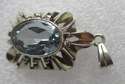 Ciondolo Argento 835 Argento Con Topazio Blu Circa 4,77 Gr. /30/ 18 MM - Immagine 1 di 4