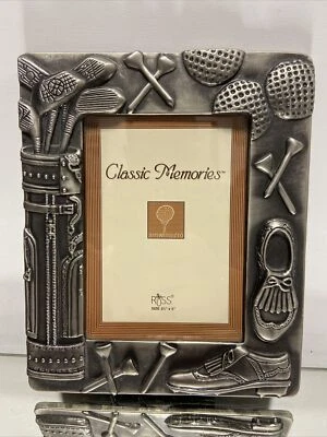 Marco de fotos clásico de metal para golf con tema de golf diseño 3D se adapta a 3 1/2"x5"  Foto 1 de 4