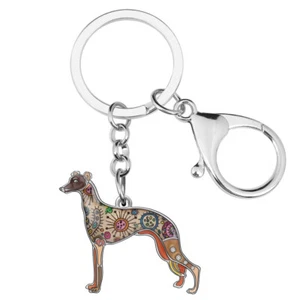 Enamel Alloy Whippet Dog Keychains Car Key Ring Novelty Pet Jewelry Charms Gifts - Picture 1 of 11