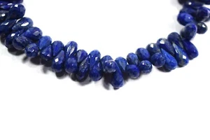 Natural Dark Blue Lapis Lazuli Faceted Teardrop Gemstone 10Beads Jewelry Making - Picture 1 of 7