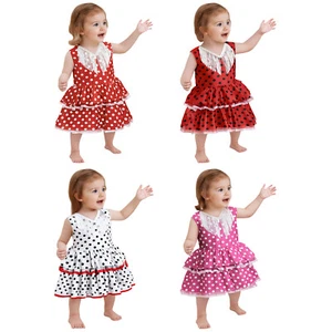 Baby Girls Dress Polka Dot Tutu First Birthday Costume Sleeveless Performance - Picture 1 of 50