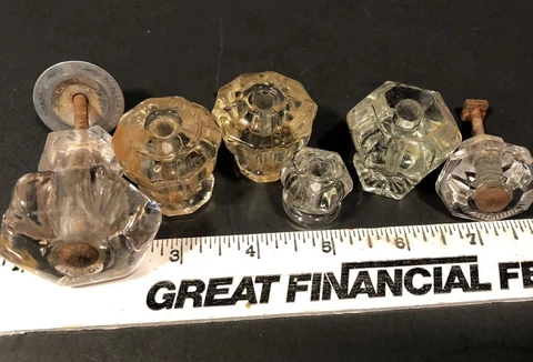 Assorted Antique Glass Cabinet Door Pulls Knobs Lot Of 6 Free Shipping Cover