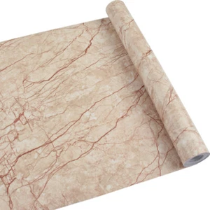 Pale Yellow Marble Self-adhesive Peel and Stick Contact Vinyl Wall Paper 236" - Picture 1 of 8