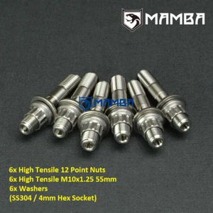 CNC Turbo Flange to Manifold Stud Kit For Nissan RB20DET RB25DET M10x1.25 55mm - Imagen 1 de 10