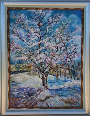 VAN GOGH Peach Tree in Blossom - Oil on Canvas Replica 18 x 24 - Image 1 of 2