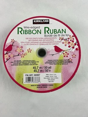 Kirkland Signature Wire Edged Ribbon (50 Yards) Sage Green Light Green NEW - Image 1 of 4