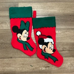 Disney Mickey & Minnie Mouse Apliques 18" Peluche Navidad Medias Set De 2 - Imagen 1 de 5