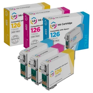 LD Replacement for Epson 126 Ink Cartridges High Yield Cyan Magenta Yellow - Picture 1 of 9