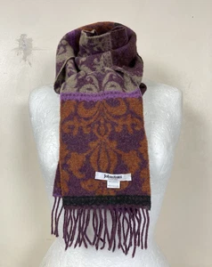 Bufanda de lana de cordero Johnstons púrpura rectangular hecha en Escocia bordes con flecos - Imagen 1 de 4