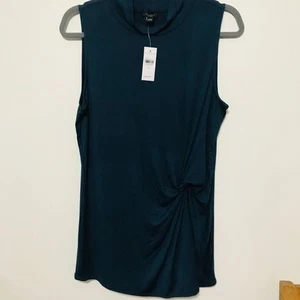 Ann Taylor Factory schwarze Bluse Stehkragen ärmellos seitlich vorne Twist Top Gr. M - Bild 1 von 6