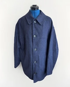 Magee Donegal Tweed Mohair Wool Cashmere Navy Button Down Coat Jacket - Picture 1 of 14