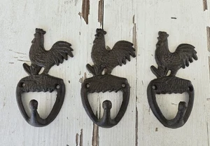 Gusseisen Hahn Haken. 3er Set.  6 x 3 Zoll. Farbe bräunlich - Bild 1 von 3