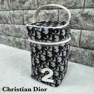 Christian Dior Trotter Canvas Vanity Bag Cosmetic Pouch Black White Vintage No.2 - Picture 1 of 10