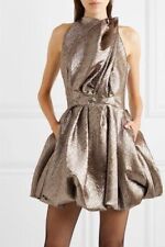 Maticevski Gold Orbit Draped Textured-Lamé Mini Dress - Size 10