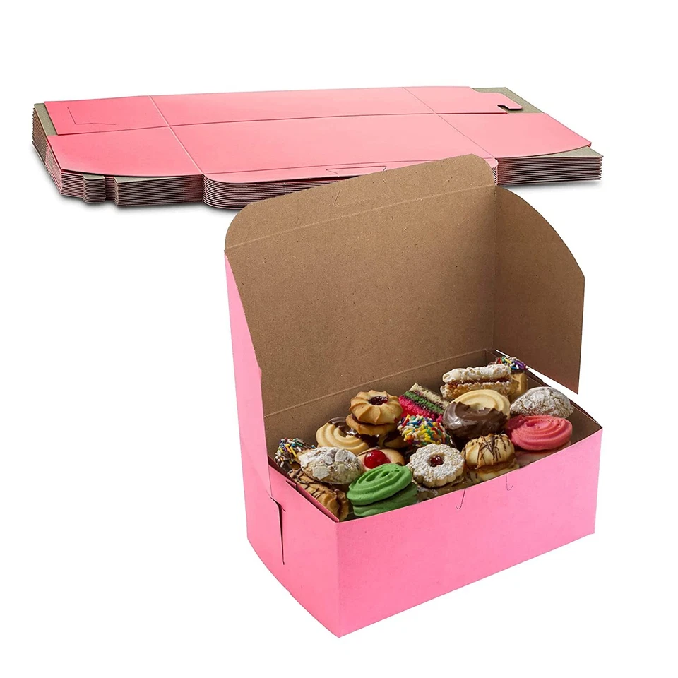 MT Products Pink Cookie Boxes - 8" x 5" x 3.5" Bakery Boxes No-Window - Pack 25