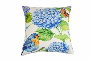 100% Cotton Cushion - Blue Hydrangea Design 45 x 45 cm - Picture 1 of 5