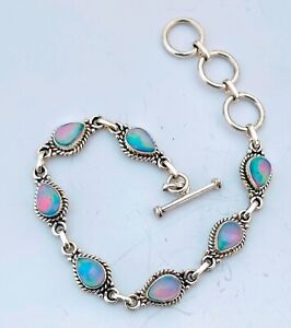 Pear Aurora Opal Bracelet Beautiful Bracelet 925 Sterling Silver Gift To Love