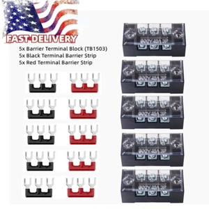 15PCS Electric Barrier Strip Block 600V 15A Dual Row 3 Position Screws Terminal - Bild 1 von 6