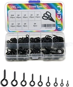 191Pcs Screw Eyes Zinc Plated Metal Eye Hook Screw Self Tapping Screws Includes - Picture 1 of 12