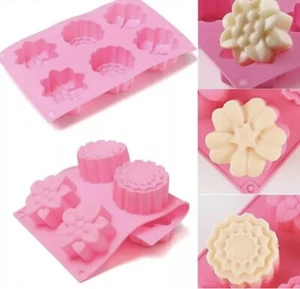 6 Cavity Flower Silicone Cake Chocolate Handmade Soap Candle Mould DIY Resin - Picture 1 of 5