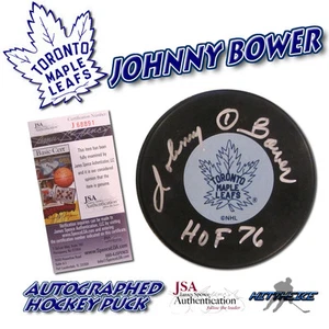 JOHNNY BOWER Signed TORONTO MAPLE LEAFS Puck HOF - JSA #J68891 - Picture 1 of 1