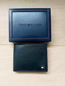Tommy Hilfiger Black Leather Wallet Mens Oxford Gift Box Credit Card Holders UK