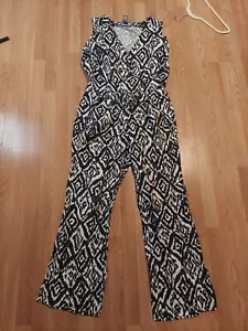 New Ashley Stewart Black White Jumpsuit Plus Size 18 Fun Color(nwt) - Picture 1 of 10