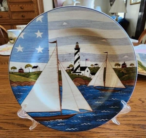 America the Beautiful Salad Plate 8" Sailboat Sakura Warren Kimble Stoneware ! - Picture 1 of 16
