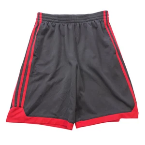 Adidas athletic shorts Boy Large (14/16)black+red trims/elstc w+drwstrn/pockets - Picture 1 of 13