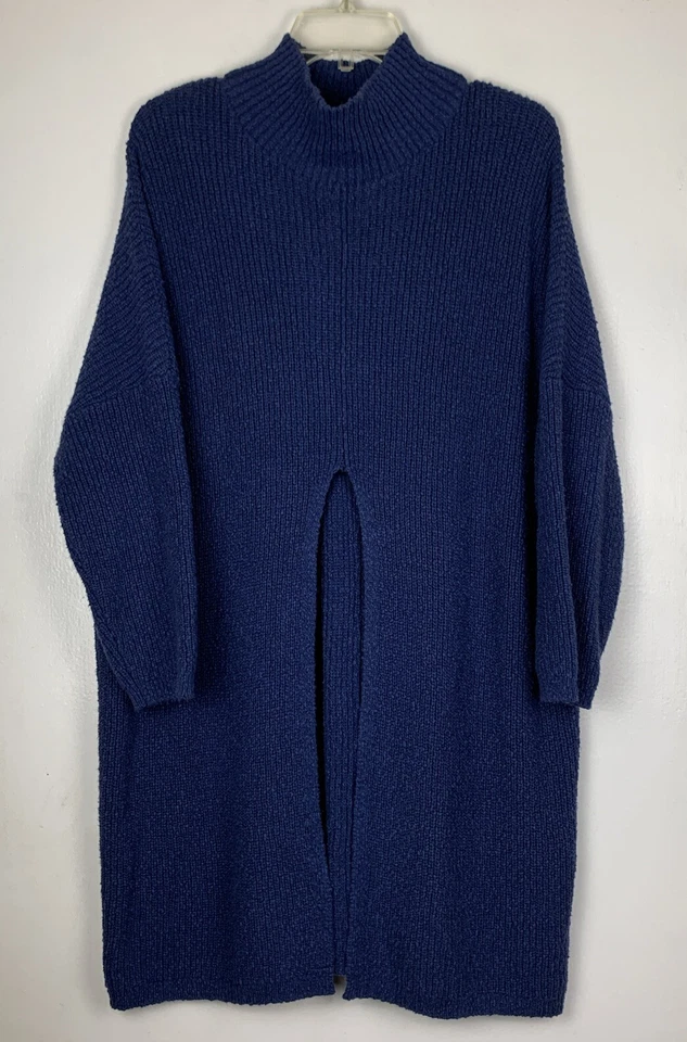 Свитер Free People Coco S синий негабаритный длинный ребристый вязаный водолазка FP Beach - Изображение 1 из 4