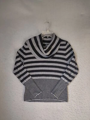 Suéter para mujer Apt 9 PM Petite negro a rayas manga larga informal tejido pulóver Foto 1 de 4