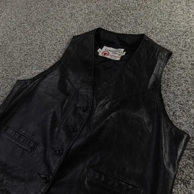 Chaleco de Colección Sears Tienda de Cuero para Mujer 16 Negro Western Motociclista Motocicleta Años 70 EE. UU. Foto 1 de 4