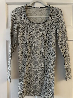 Wolford Snake Print Bodycon Mini Dress Size Small Ecrue Gray Black Long Sleeve - Image 1 of 4