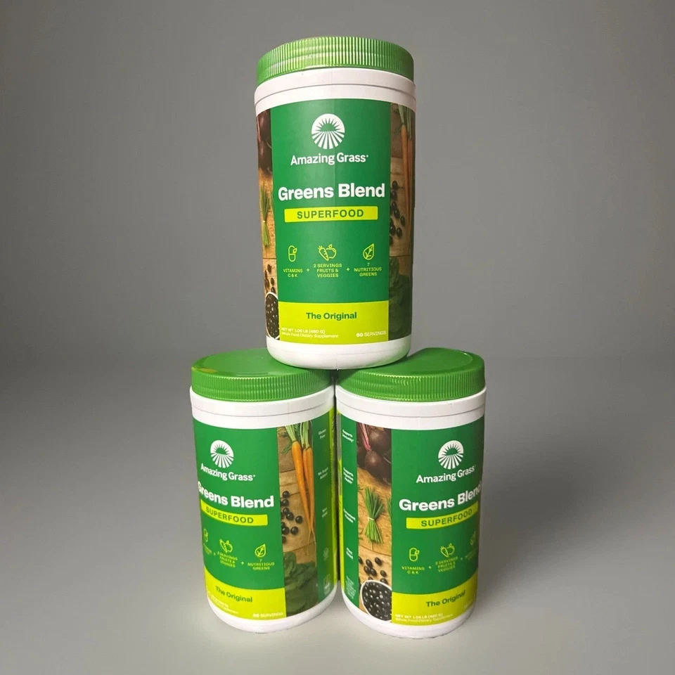 PACK de 3 increíbles superalimentos en polvo de mezcla de verduras de hierba originales mejor de 4-2026 Shlf Foto 1 de 1