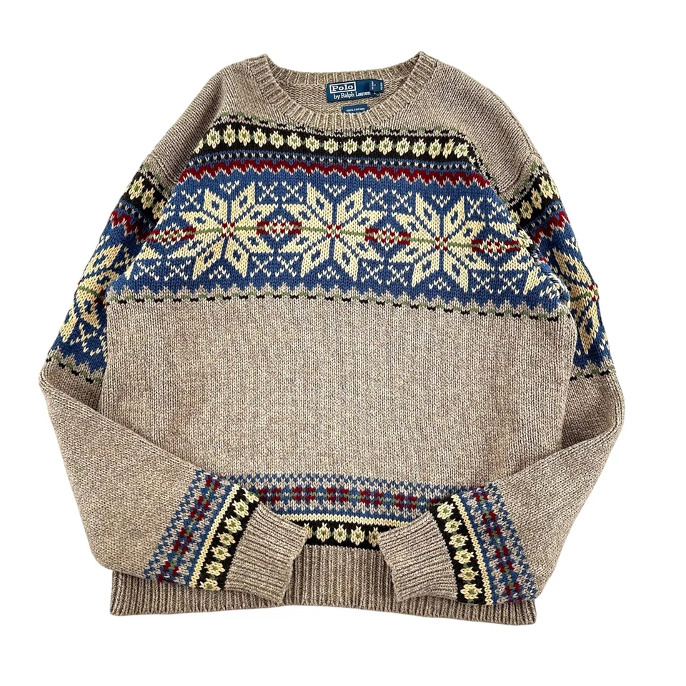 Suéter Polo Tejido Copo de Nieve Vintage - L Foto 1 de 1