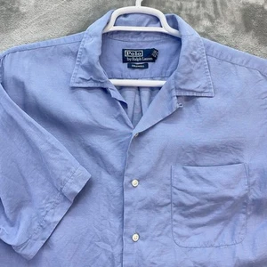 VTG Polo Ralph Lauren Shirt Men's Large Caldwell Camp Linen Silk Loop collar - Picture 1 of 12