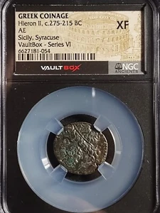 Vault Box Series 6 Greek Syracuse c.275-215 BC Hieron II Bronze AE NGC XF - Picture 1 of 4