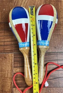 Mini Maracas With Dominican Republic Flag Design Maracas De Cuero Mini 8.5”. - Picture 1 of 4