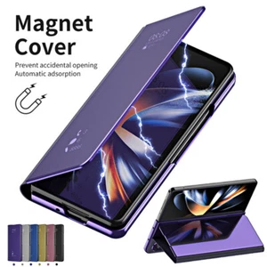 Coque Etui Antichoc Pour Samsung Galaxy Z Fold5 Fold4 3 Miroir Cuir Case Cover - Zdjęcie 1 z 19