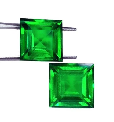 Par de piedras preciosas sueltas certificadas de 8-10 quilates granate verde natural corte princesa gema G17 Foto 1 de 4