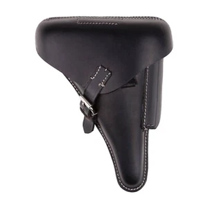 WWII GERMAN LUGER P08 Hardshell BLACK LEATHER HOLSTER - Picture 1 of 7