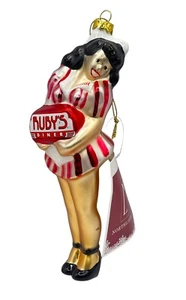 Ruby’s Diner mundgeblasenes Glas Weihnachtsschmuck 50’er Retro Kellnerin Pinup - Bild 1 von 4