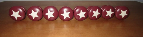 8  Wooden Drawer Knobs Wood Furniture Red Color With White Stars Americana Cover