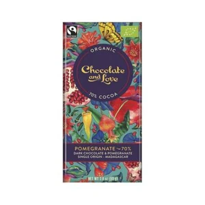 💚 5 x Chocolate and Love Organic Dark Chocolate & Pomegranate 70% 80g - Picture 1 of 1
